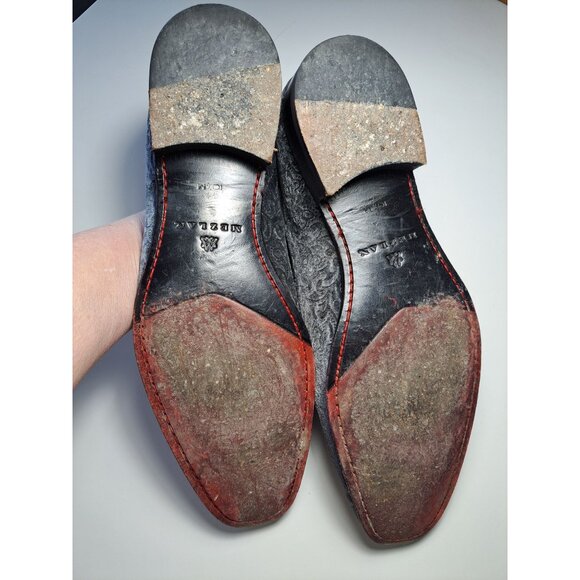 Mezlan Mens Travolta Embossed Velvet Formal Evening Shoes Gray Made Spain Size 1 - Picture 7 of 12